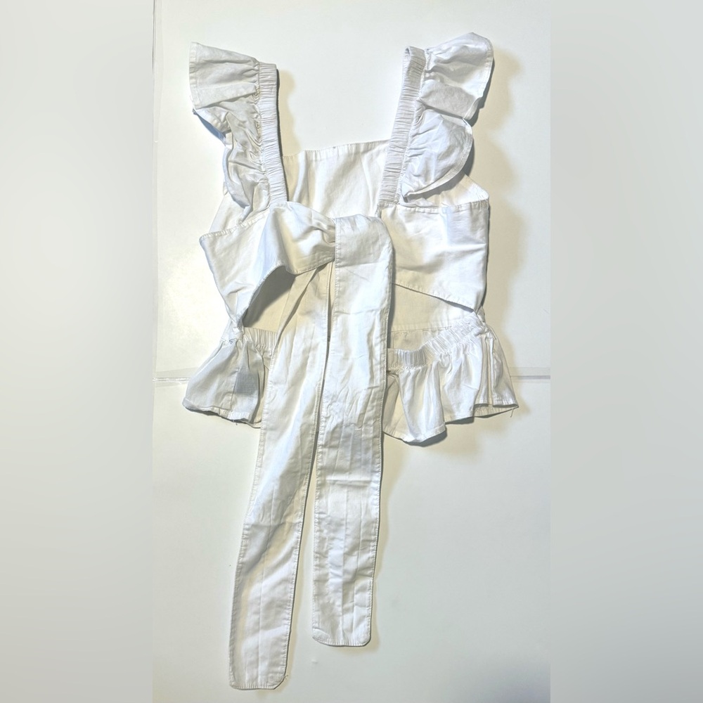 White Ruffled Tie-Back Top - Picture 2 of 4
